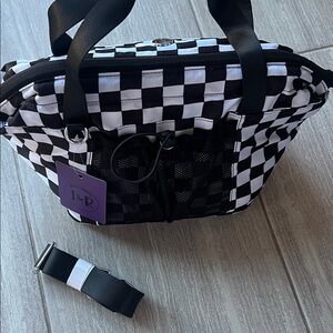 Checkered Black and White cooler lunch Tote Bag